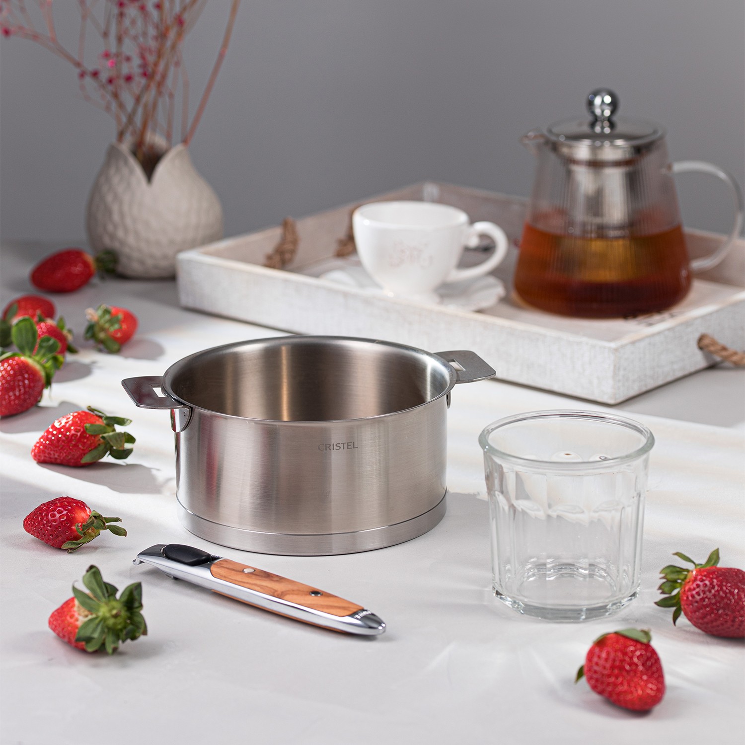 CRISTEL 16cm 両手深鍋 STRATE AMOVIBLE Stainless cooking pot - Removable Strate - Strate removable handle