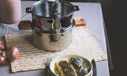 SAUMON CHIMICHURRI ET CREME DE BROCOLIS