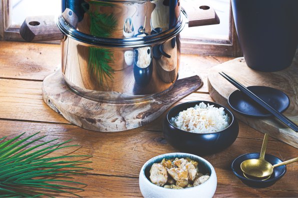 VAPEUR DE DINDE ET AUBERGINE SAUCE SOJA