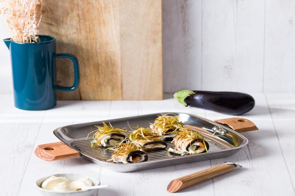 Gegrillte Aubergine mit Räucherlachs