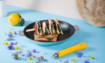 Croque monsieur with salmon and Boursin cheese