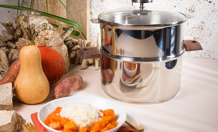 Curry végétarien indien aux courges et riz vapeur