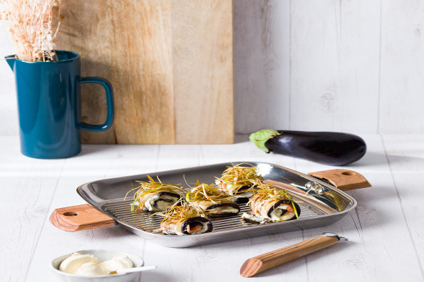 Gegrillte Aubergine mit Räucherlachs