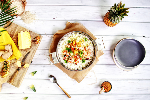 Garnelen mit Ananas und Curry