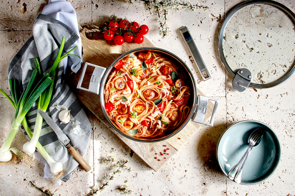 Linguine St Jacques et tomates cerises
