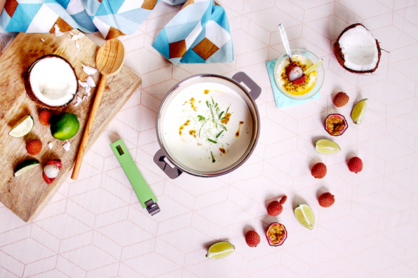 Panna Cotta citron vert et fruits exotiques