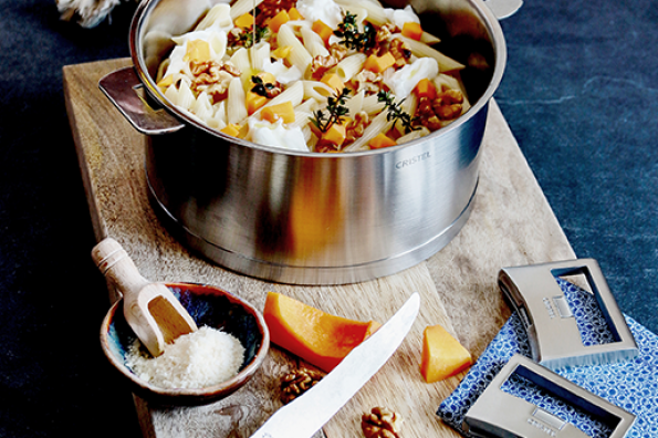 Penne à la courge et aux noix