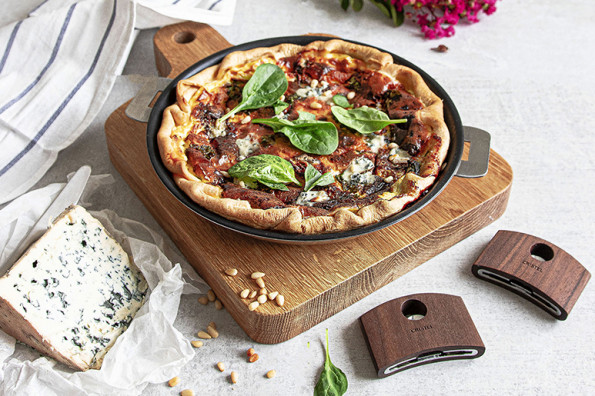 Quiche épinards, bleu et pignons de pin