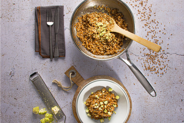 Vegetarian Risotto with Einkorn and Romanesco Cabbage