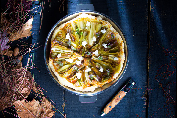 Tarte tatin poireau et chèvre