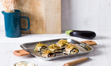 Calin d'aubergine grillée au saumon fumé