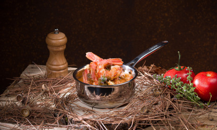Cassolette de Gambas aux girolles