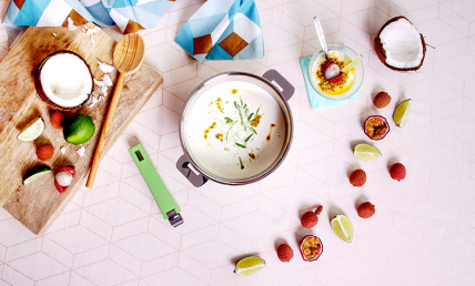 Panna Cotta citron vert et fruits exotiques