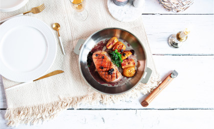 Magret de canard aux pommes et cidre