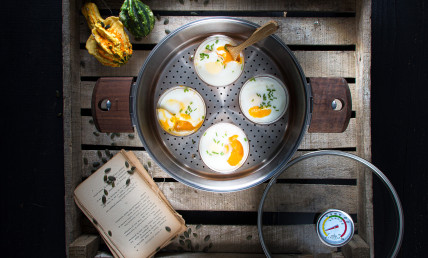 Oeufs cocotte à la crème de butternut