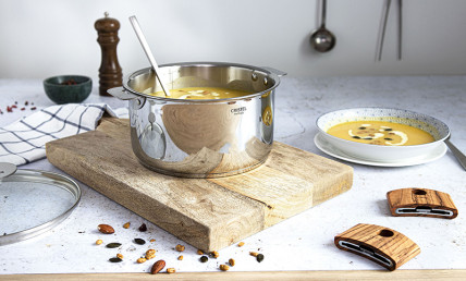 Soupe de patate douce, poireaux et coco