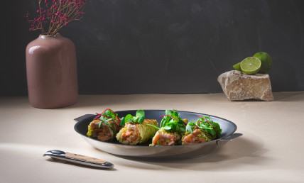 Roulés de saumon et choux verts