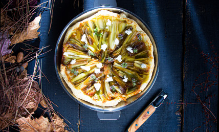 Tarte tatin poireau et chèvre