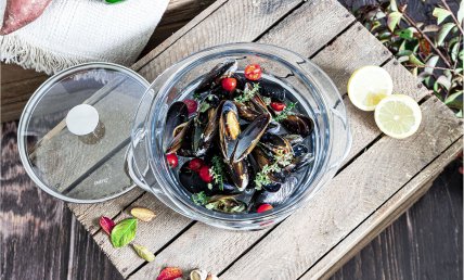 Moules vapeur aux petits légumes