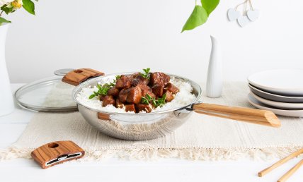 Wok de porc au miel et riz basmati