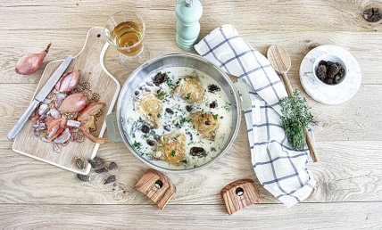 Poulet aux morilles et vin jaune