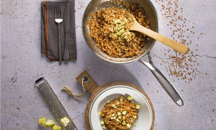Risotto petit épeautre végétarien au chou romanesco