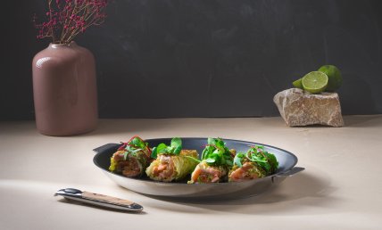 Roulés de saumon et choux verts