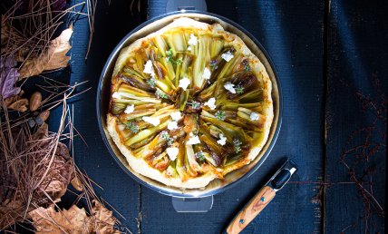 Tarte tatin poireau et chèvre