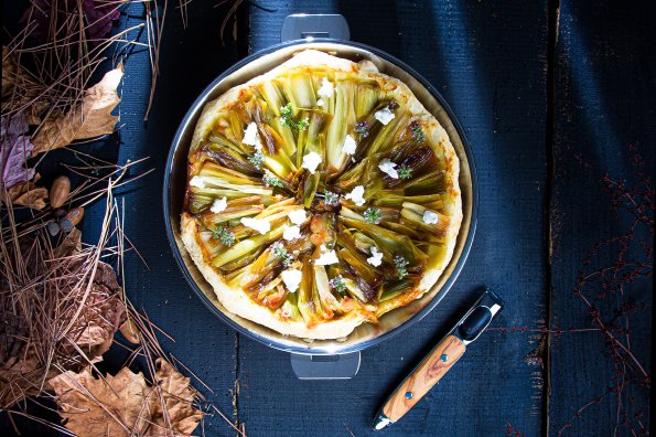 Tarte tatin poireau et chèvre